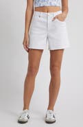 1822 Denim Frayed High Waist A-Line Denim Shorts