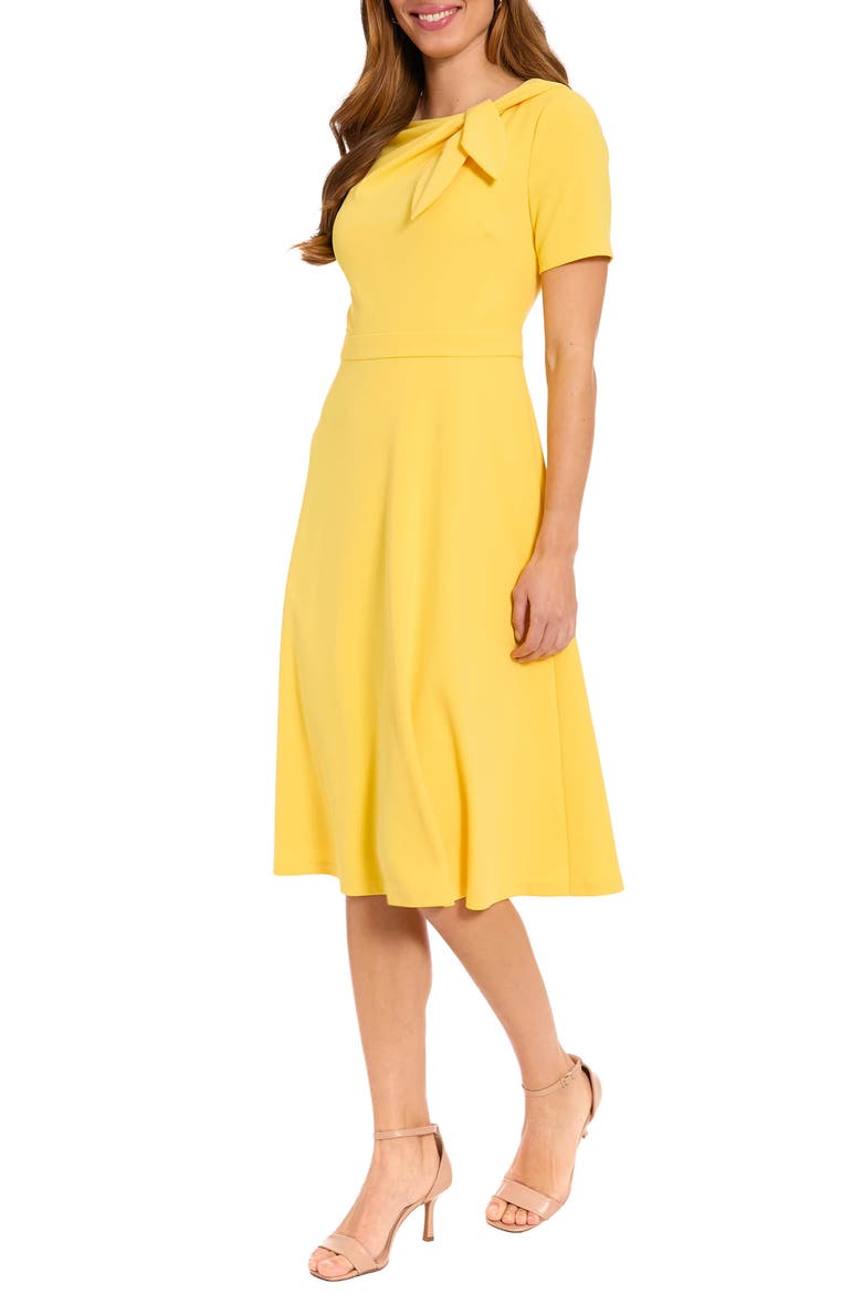 Scuba Crepe Fit & Flare Dress, Alternate, color, BANANA CREAM