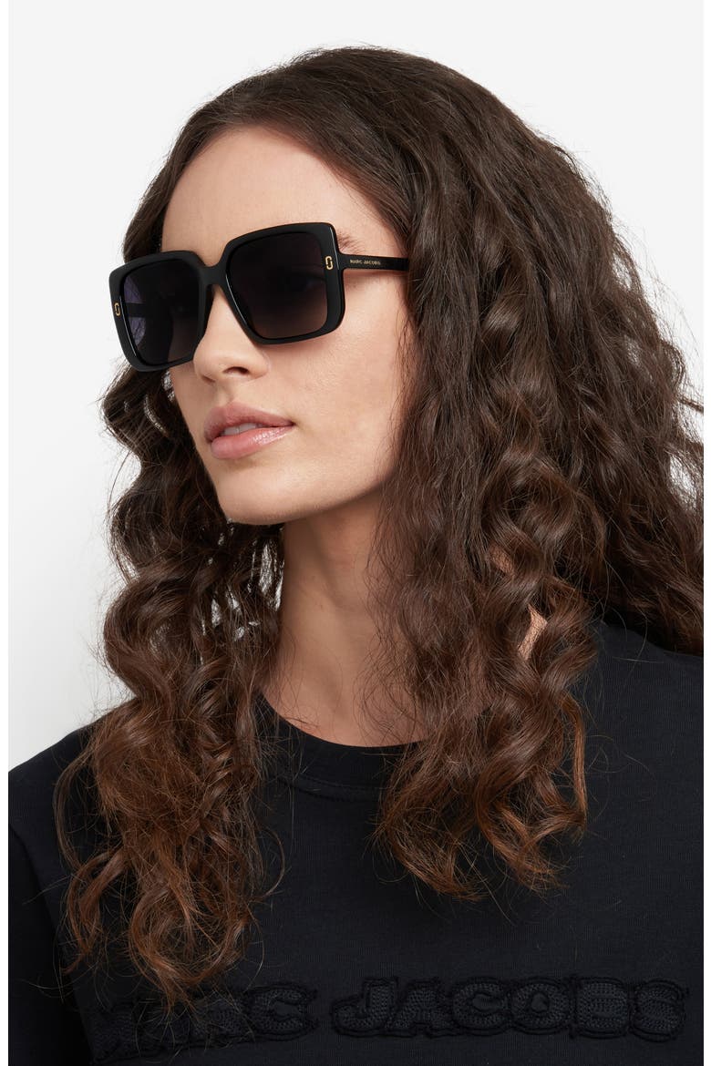 54mm Gradient Square Sunglasses, Alternate, color, BLACK