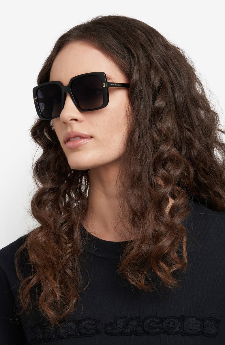 Marc Jacobs 54mm Gradient Square Sunglasses, Alternate, color, Black