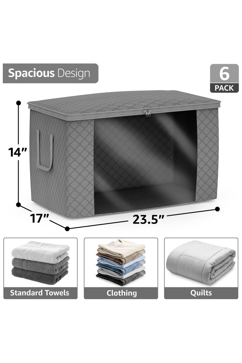 Set of 6 Foldable Storage Bins, Alternate, color, GRAY