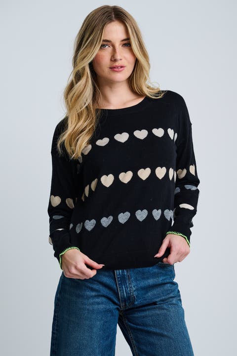 Love Track Cotton Cashmere Heart Sweater