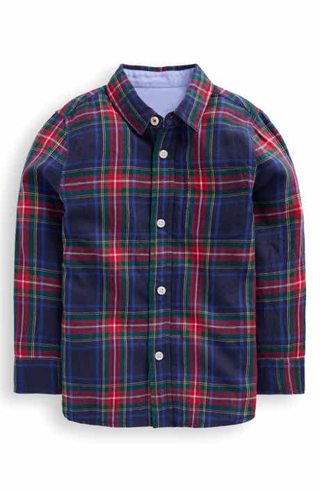 Mini Boden Kids' Plaid Cotton Flannel Button-Up Shirt