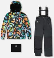Deux par Deux Two-Piece Play Snowsuit with Allover Jacket Smiley Face