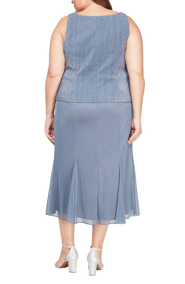 Alex Evenings Glitter Pleated Two-Piece Midi Dress with Jacket, Alternate, color, 