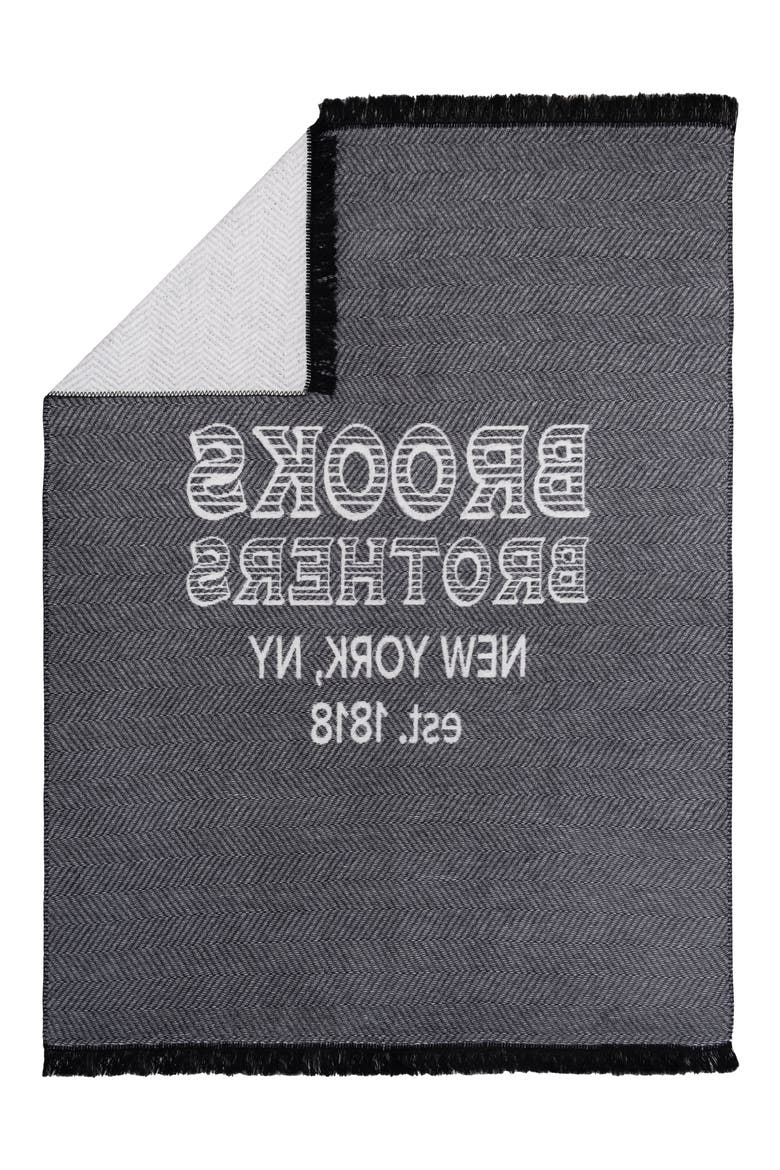 Logo Turkish Cotton Throw Blanket, Alternate, color, BLACK