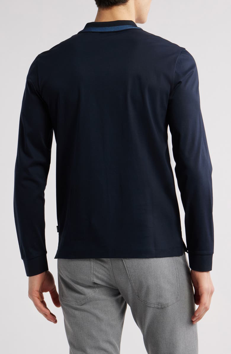BOSS Pleins Long Sleeve Polo, Alternate, color, Dark Blue