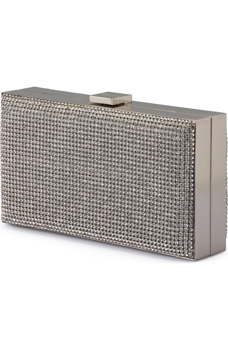 Olga Berg Stef Crystal Box Frame Clutch, Alternate, color, Silver
