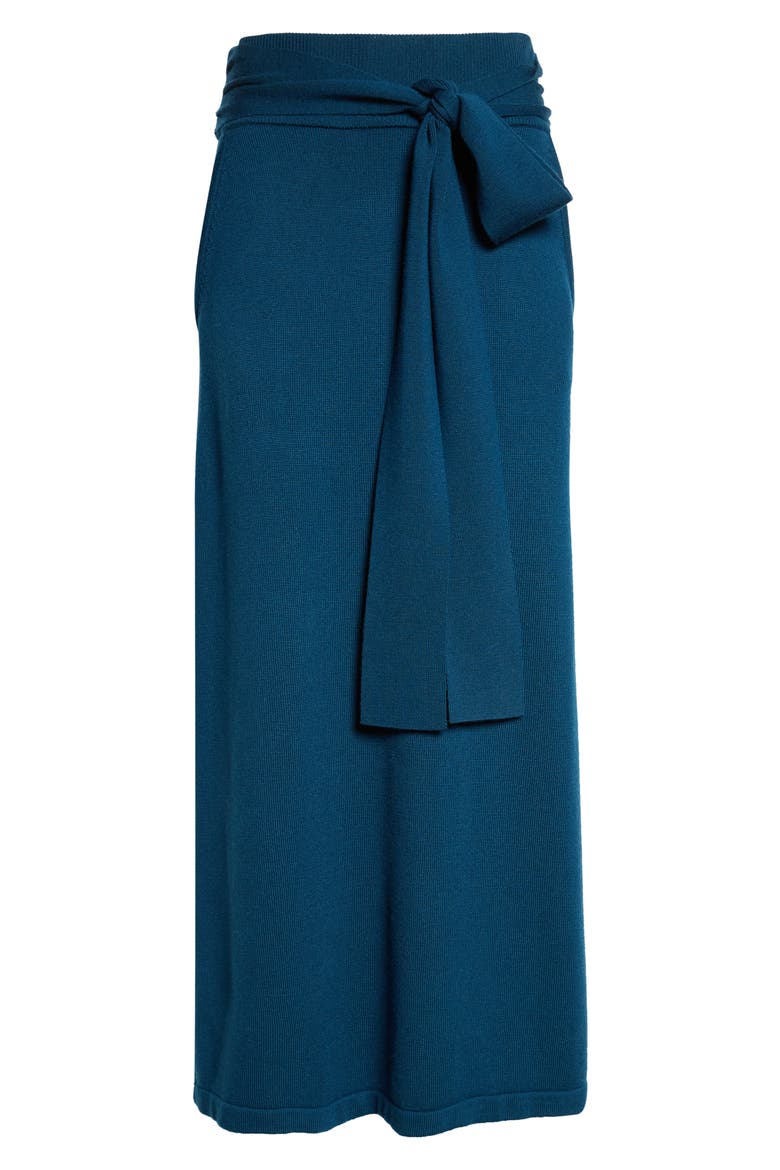 Abby Wool Midi Skirt, Alternate, color, DARK TEAL