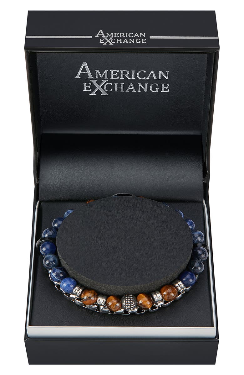 AMERICAN EXCHANGE ED HARDY Beige Silver Beaded Bracelet - Set of 2, Alternate, color, Multi/ Silver