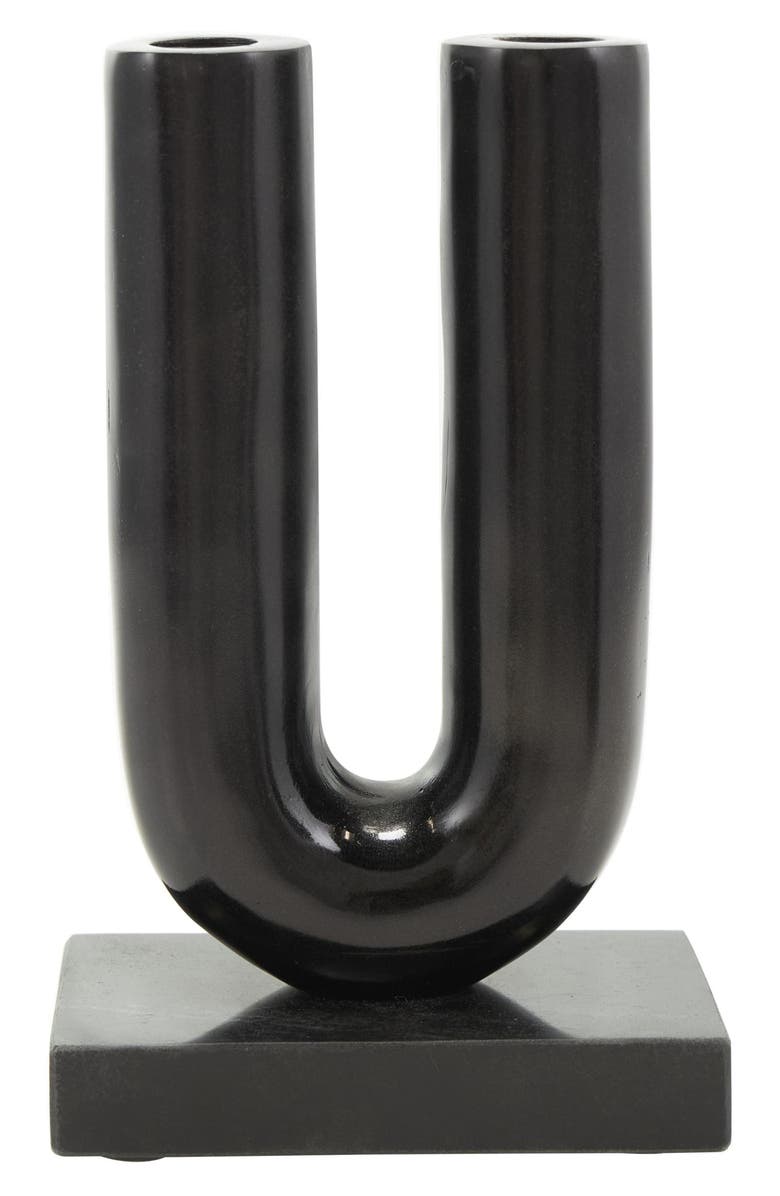 VIVIAN LUNE HOME Set of 2 Aluminum Metal Candleholders, Alternate, color, Black