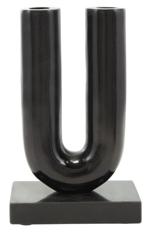 Vivian Lune Home Set Of 2 Aluminum Metal Candleholders In Black