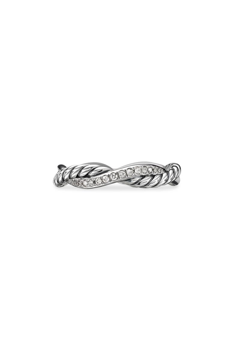 Petite Infinity Twisted Ring with Pavé Diamonds in Sterling Silver, Main, color, DIAMOND/ SILVER
