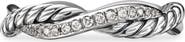 David Yurman Petite Infinity Twisted Ring with Pavé Diamonds in Sterling Silver