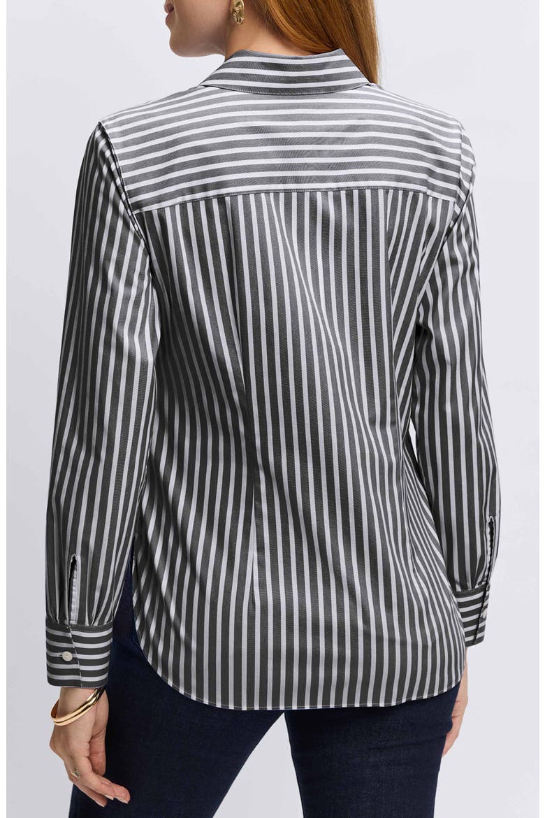 Sabine Stripe Side Tie Button-Up Shirt, Alternate, color, BLACK