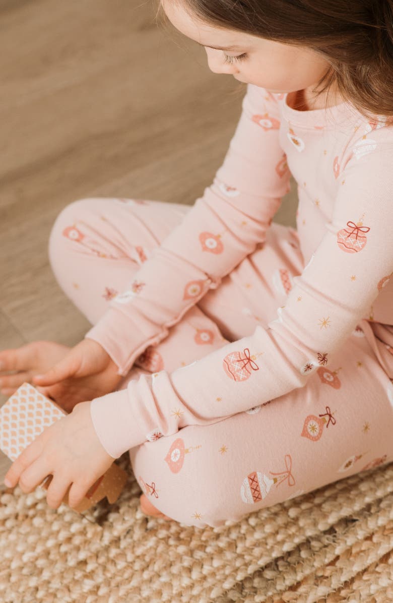 Petit Lem Kids' Ornament Print Fitted Two-Piece Organic Cotton Pajamas, Alternate, color, Pink