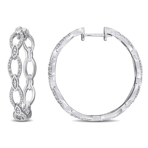 Diamond Oval Design Hoop Earrings