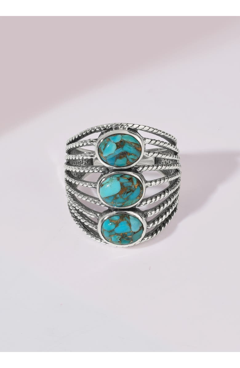 YS GEMS Stabilized Turquoise Multiband Ring, Alternate, color, Blue
