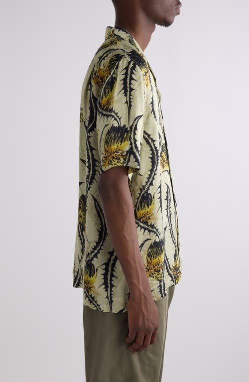 Dries Van Noten Carltone Print Camp Shirt In Pale Yellow