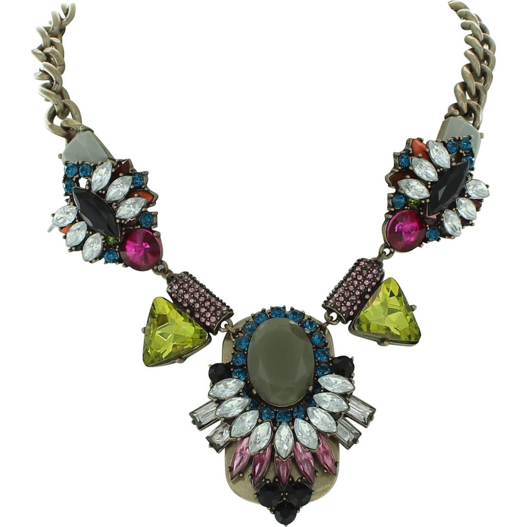 Olivia Welles Emma Jeweled Statement Necklace In Green
