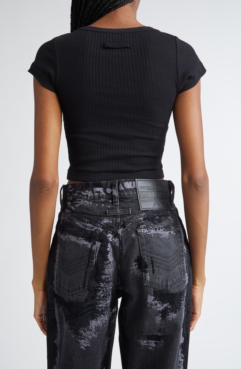 Jean Paul Gaultier Logo Patch Crop Baby Tee, Alternate, color, 