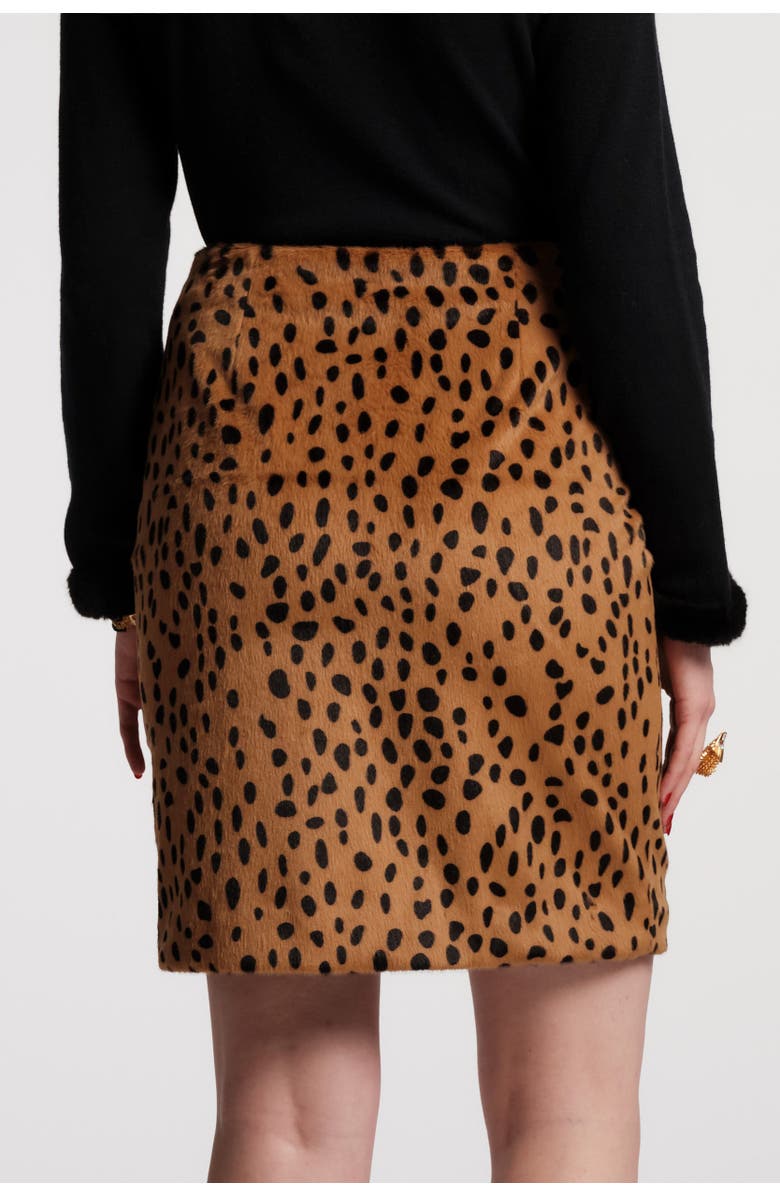 Frances Valentine Blaine Skirt Cheetah Faux Fur, Alternate, color, Brown/Multi