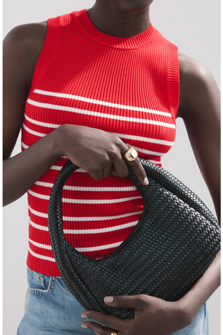 Stripe Sleeveless Rib Knit Top, Alternate, color, RED