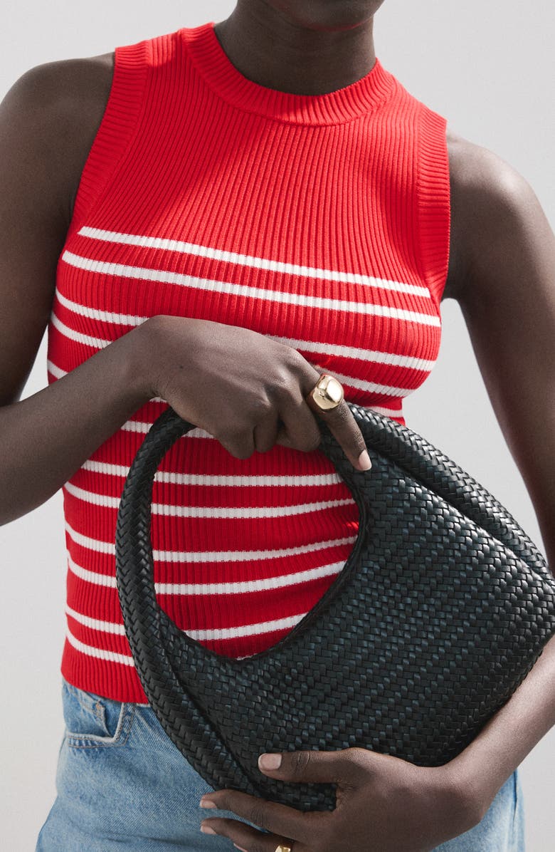 MANGO Stripe Sleeveless Rib Knit Top, Alternate, color, 