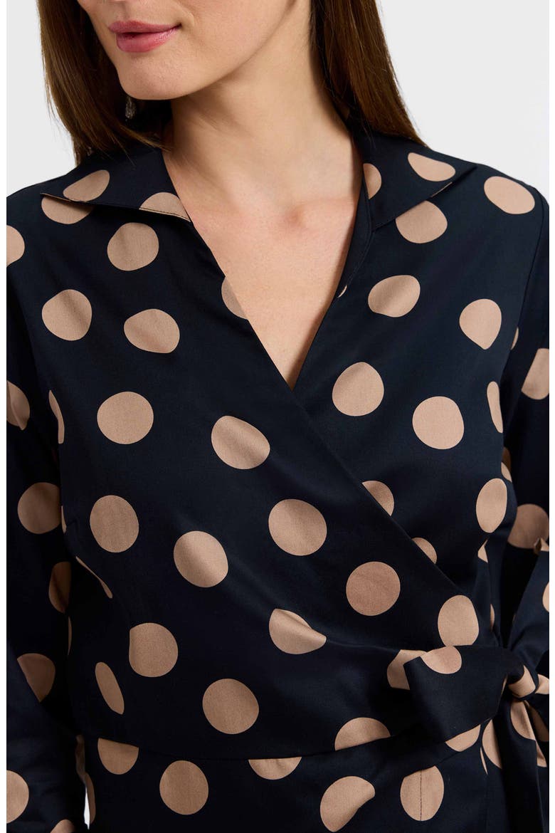 Salina Polka Dot Cotton Wrap Shirt, Alternate, color, BLACK/ ALMOND