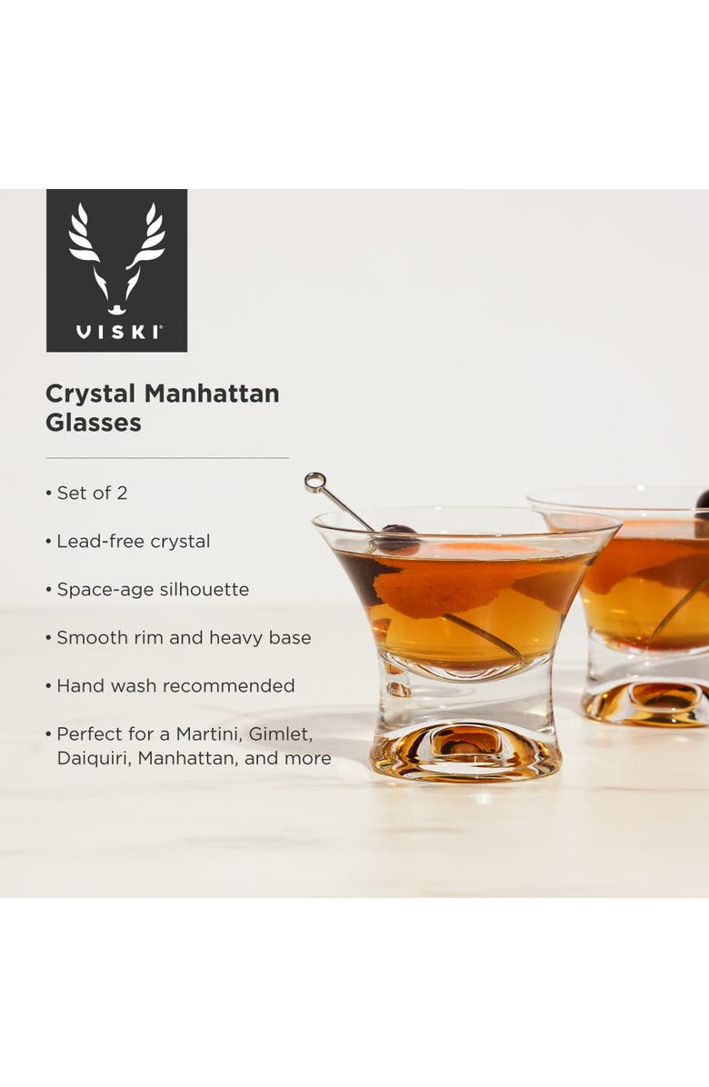 Viski Raye Crystal Stemless Manhattan Glasses Set of 2, Alternate, color, Clear