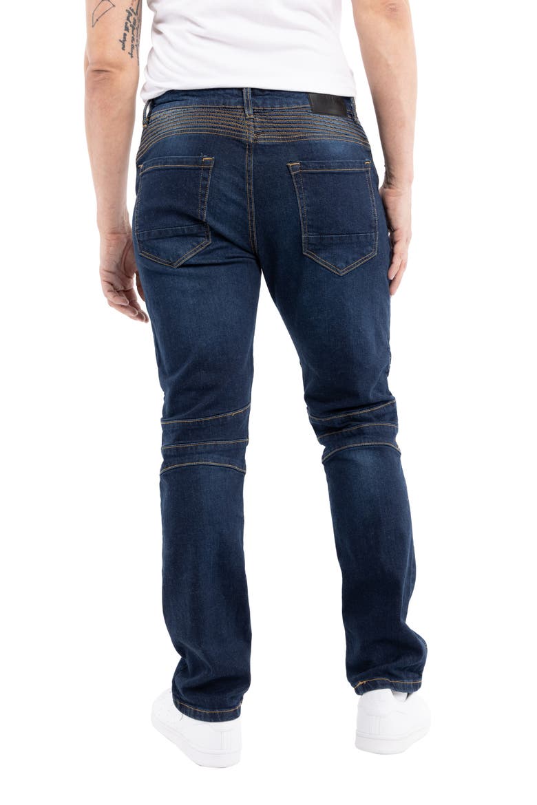 Stretch Moto Skinny Jeans - 30-32" Inseam, Alternate, color, DARK BLUE