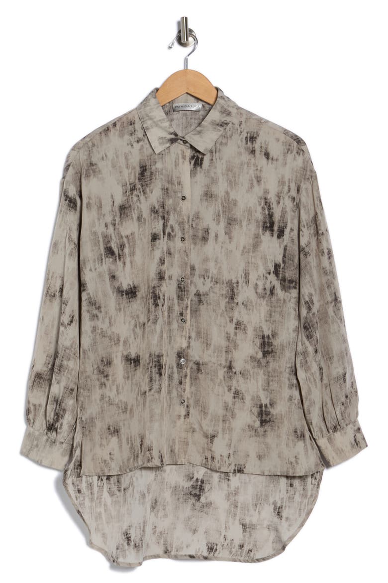 High-Low Hem Button-Down Shirt, Alternate, color, GREY