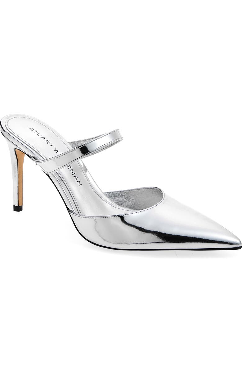 Stuart Weitzman Power Mule 85 Pump, Main, color, Silver Specchio
