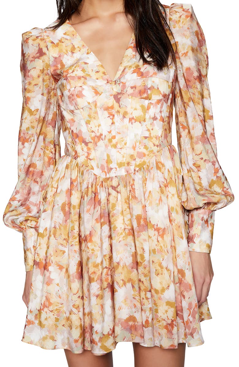 Bardot Zelina Corset Long Sleeve Minidress, Alternate, color,