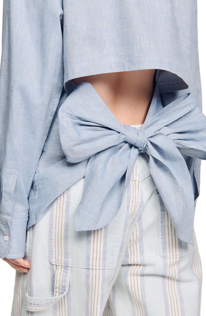 SANDRO Long tie-back shirt, Alternate, color,