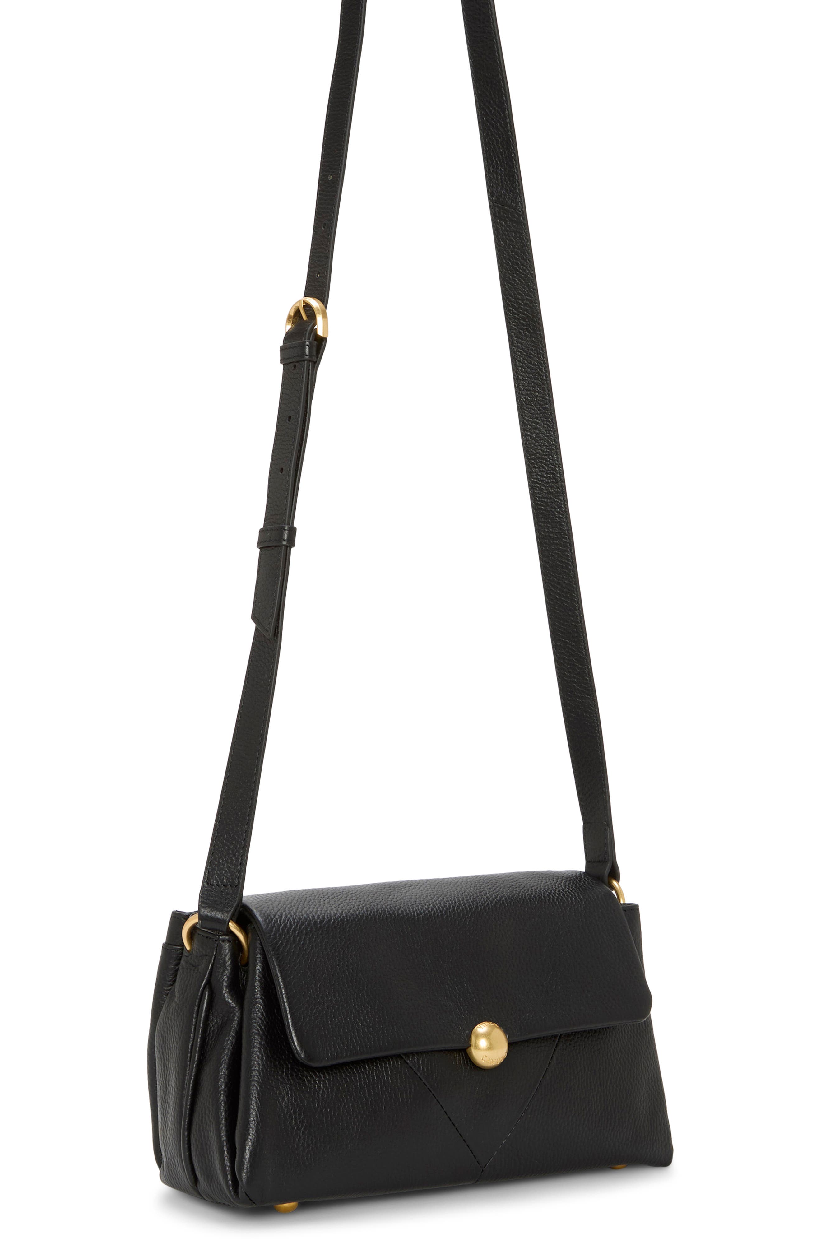 Vince Camuto Medna Leather Crossbody Bag, Alternate, color, Black