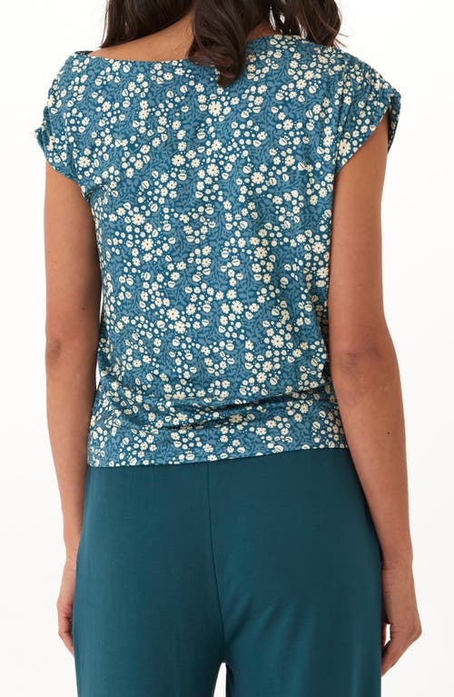 Threads 4 Thought Leoni Floral Boatneck Knit Top In Green
