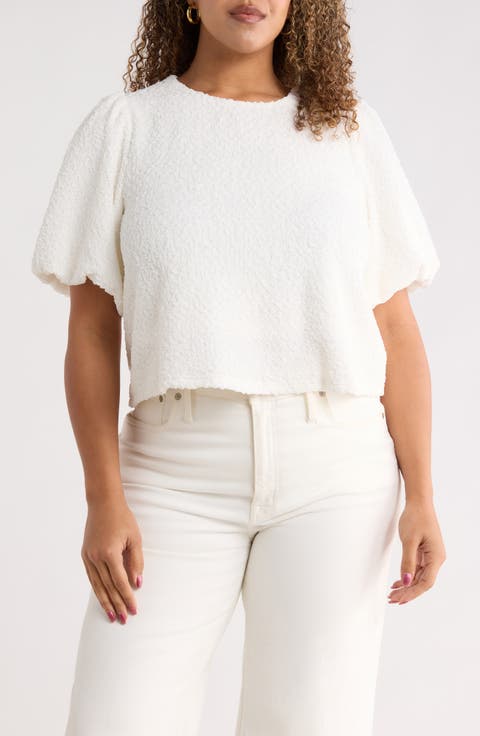 Bubble Sleeve Crop Top (Plus)