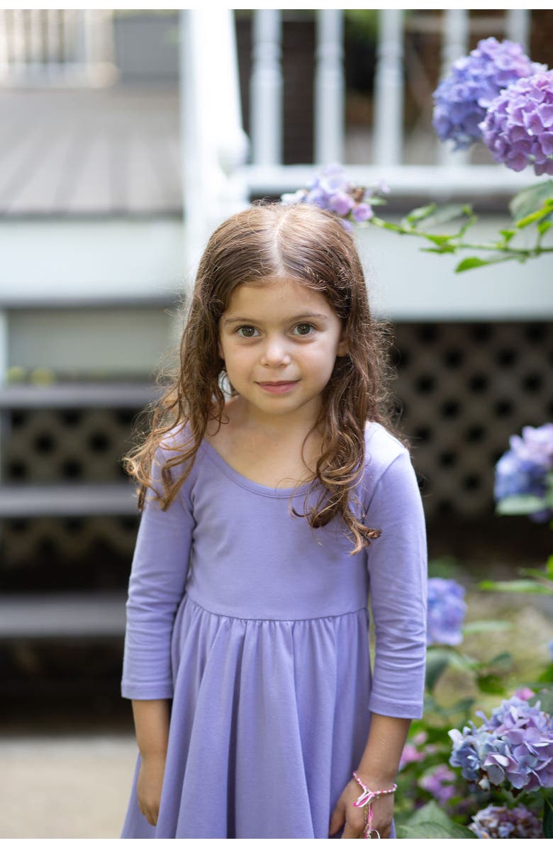 WORTHY THREADS Girls Solid Twirly Dress, Alternate, color, Purple