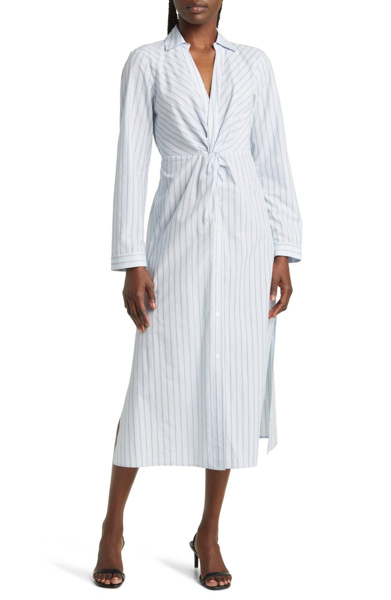 Rails Irie Stripe Long Sleeve Cotton Blend Midi Shirtdress, Main, color, Hampton Stripe