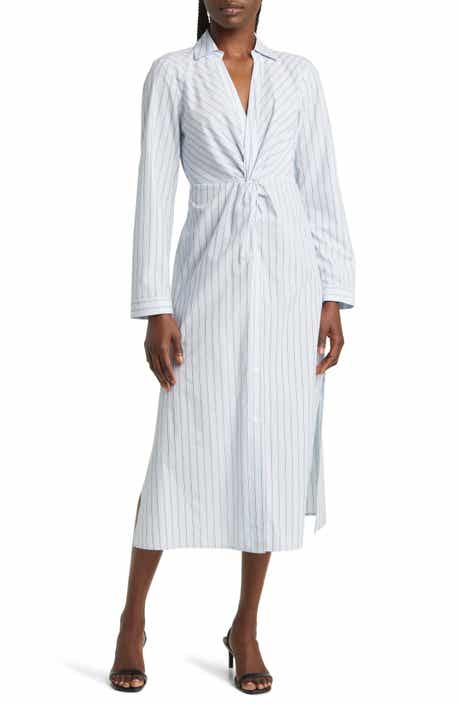 Rails Irie Stripe Long Sleeve Cotton Blend Midi Shirtdress