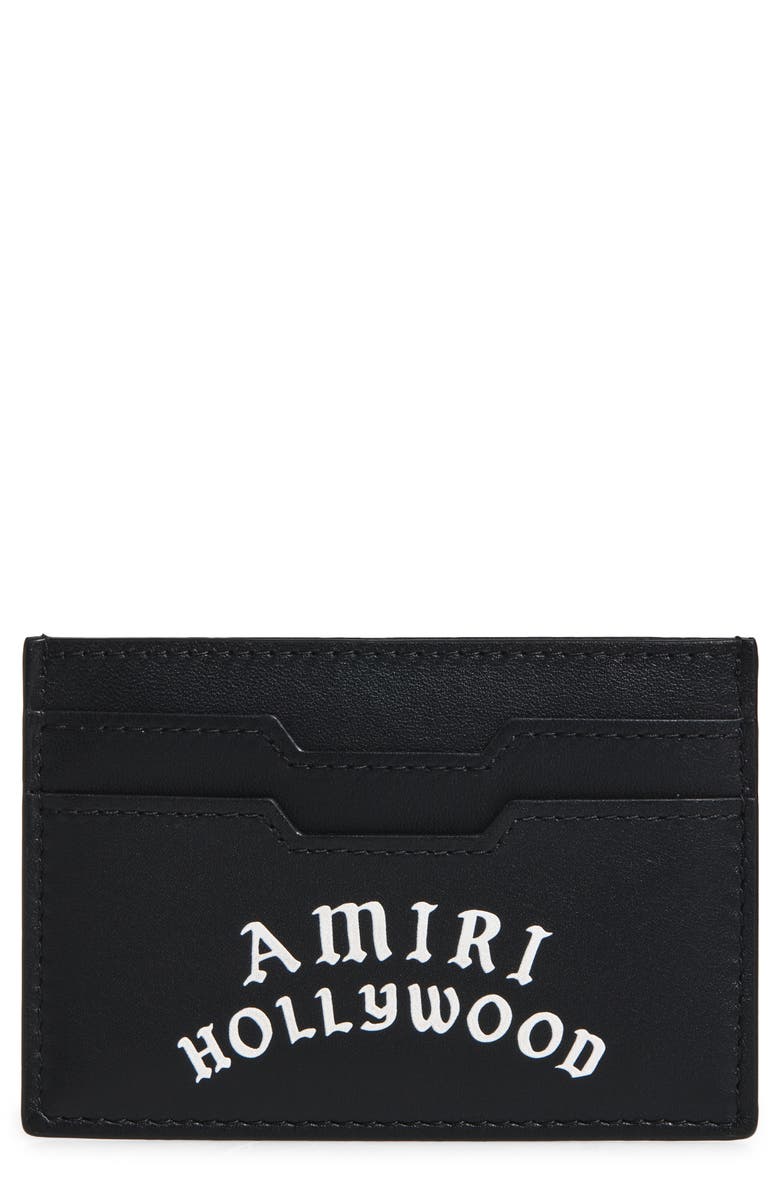 AMIRI Hollywood Leather Card Holder, Main, color, Black