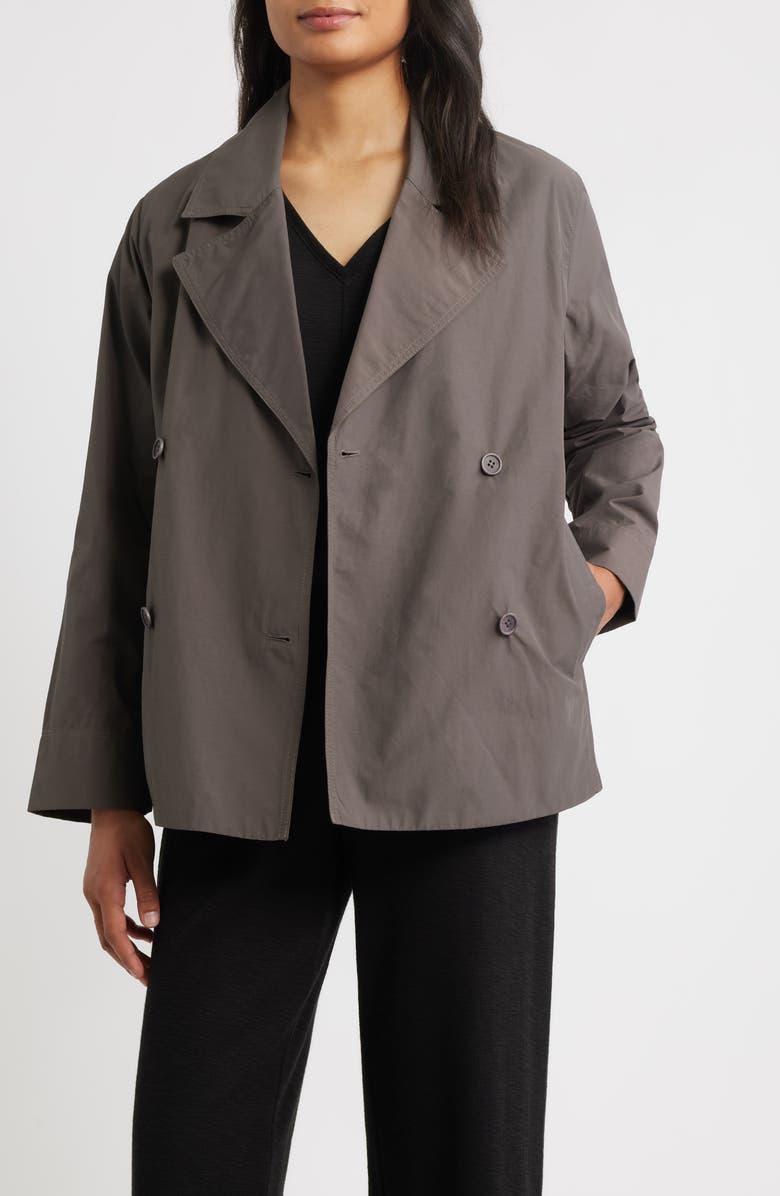 Eileen Fisher Organic Cotton Blend Crop Trench Coat, Alternate, color, Rye