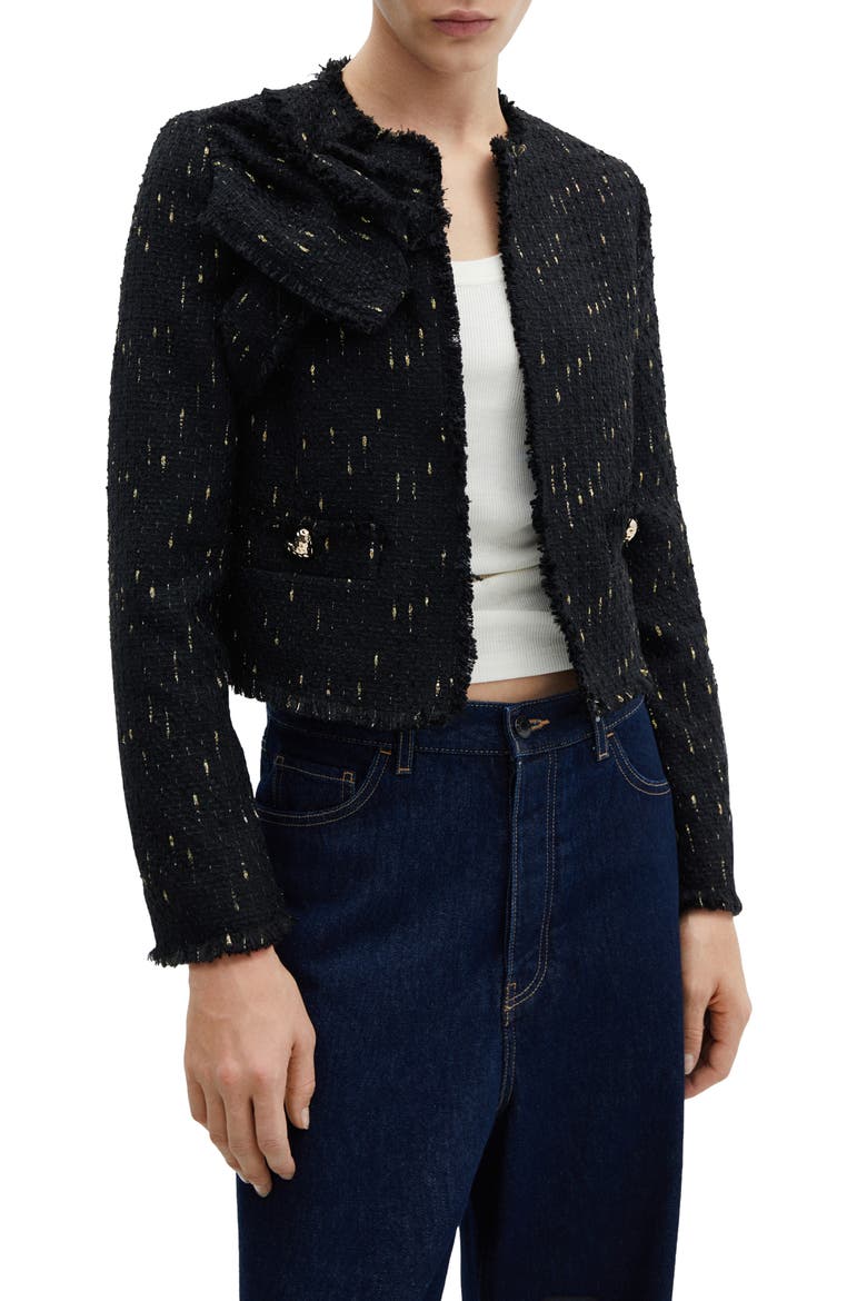 Metallic Tweed Jacket, Main, color, BLACK
