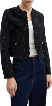MANGO Metallic Tweed Jacket