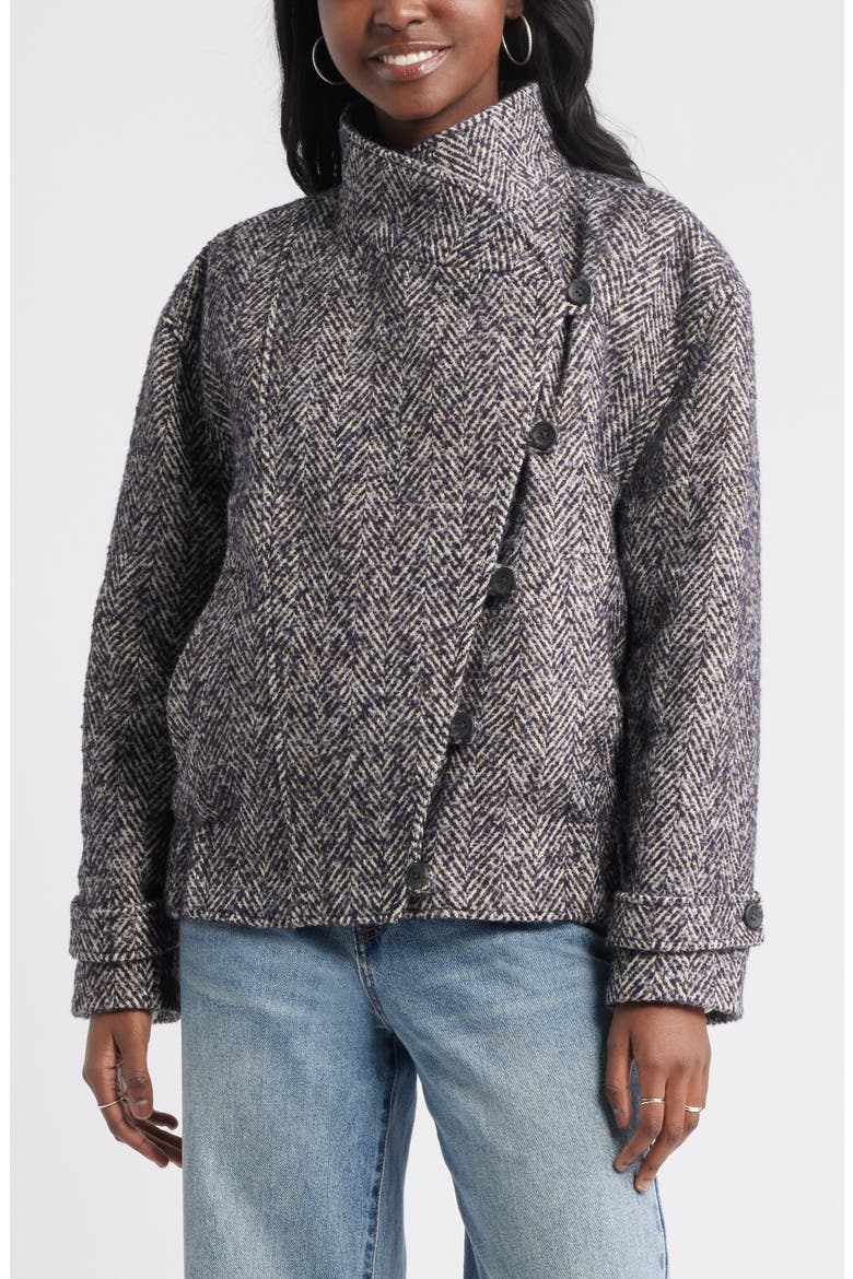 Herringbone Twill Jacket, Alternate, color, BROWN- BLUE TWEED