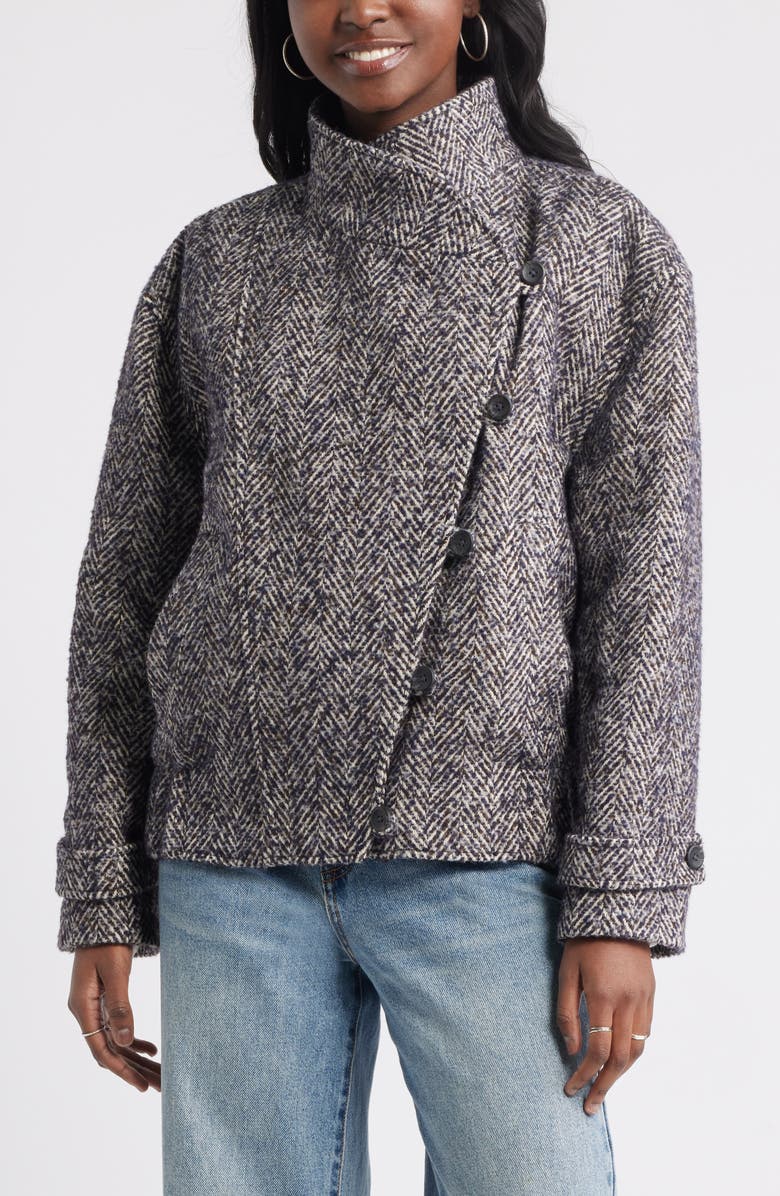 Treasure & Bond Herringbone Twill Jacket, Alternate, color, Brown- Blue Tweed