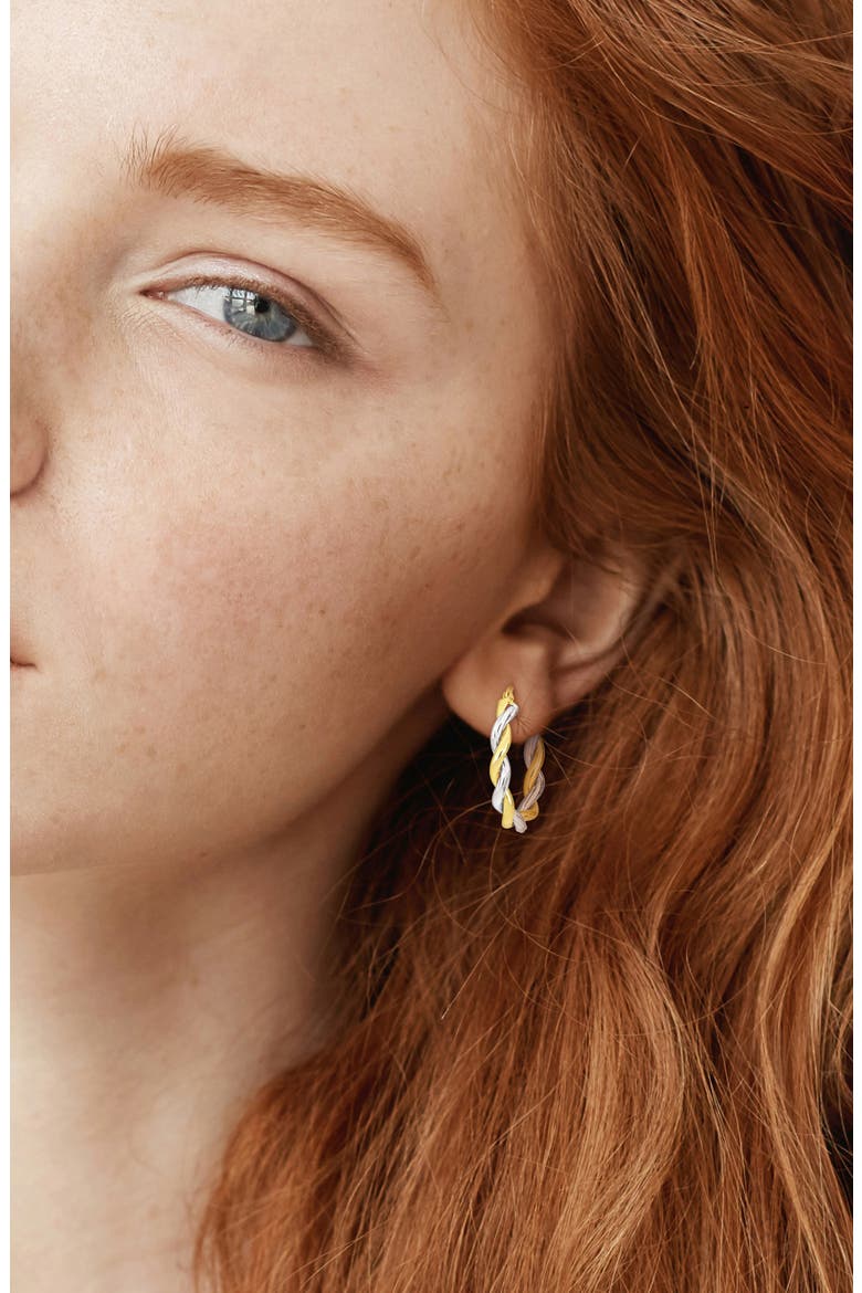 Two-Tone Twisted Oval Hoop Earrings, Alternate, color, GOLD MULTI