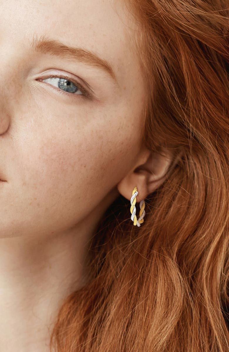 DELMAR Two-Tone Twisted Oval Hoop Earrings, Alternate, color, 