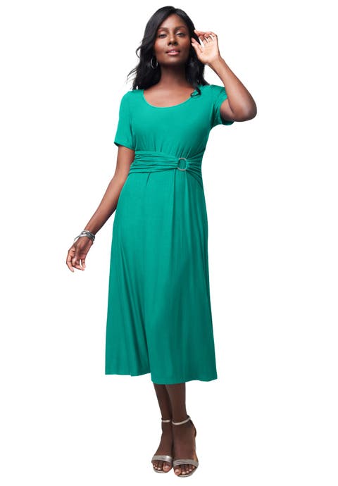 Buckle Midi Dress (Plus)